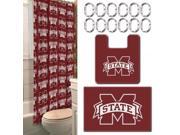 Mississippi State Collegiate 15 Piece Bath Set 12 2 Shower Curtain Rings; 1 72 x 72 Shower Curtain 2 Bath Mats