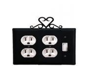 Heart Double Outlet and Single Switch Cover