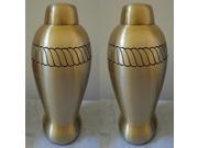 Set of 2 Pet Brass Cremation Urn for dogs cats or exotic pets 30 lbs. or less bronze finish with rope design