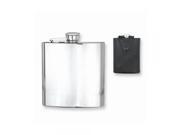 Black Leather Case Polished Stainless Steel Hip Flask Engravable Gift Item