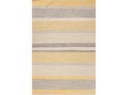 Flatweave Stripes Pattern Yellow Gray Cotton Area Rug 5x8