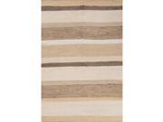 Flatweave Stripes Pattern Beige Ivory Cotton Area Rug 5x8