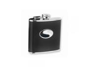 Black Genuine Leather Stainless Steel Hip Flask Engravable Gift Item