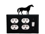 Horse Double Outlet and Single Switch Cover