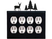 Deer Pine Trees Quad. Outlet Cover
