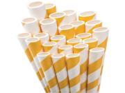 Jumbo Straw Unwrapped Bright Yellow White Striped