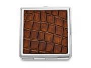Brown Faux Leather Compact Mirror