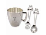 Silver plated Baby Bear Feeding Set Engravable Personalized Gift Item