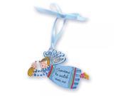 Silver tone Someone To Watch Over Me Blue Angel Crib Ornament