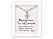 Silver tone Faux Pearl Cross 1st Communion 13in W 1.25ext Necklace