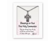 Silver tone Antiqued Cross 1st Communion 13in W 1.25ext Necklace