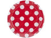 Round Plates 6.75 8 Pkg Ruby Red Decorative Dots