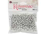 Kumihimo Rondelle Acrylic Beads 3mmX5mm 300 Pkg Silver