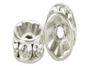 Crystal Spacer Beads Rondelle 6mm 3 Pkg Sterling Silver Plated