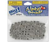 Alphabet Beads 6mm 85 Pkg Silver Plated