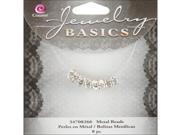 Jewelry Basics Metal Beads 8mm 5 Pkg Silver Crystal Rondelle