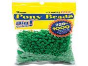 Pony Beads 6mmX9mm 1 000 Pkg Opaque Green