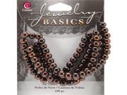 Jewelry Basics Glass Beads 6mm 100 Pkg Brown Metallic Round