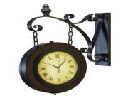 Benzara 80433 22 in. Double Sided Railway Wood Clock