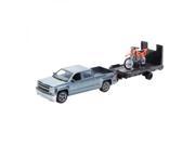New Ray Die Cast Chevy Truck with Trailer and Orange Bike 1 43 Scale
