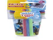 Nuby Printed Wash or Toss 10 oz. Straw Cups 3 pack Case Pack 72