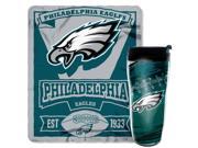 Eagles National Football League 16oz Travel Mug and 50 x 60 Fleece Throw Gift Set