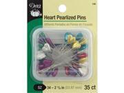 Heart Pearlized Pins Size 34 35 Pkg