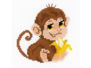 Monkey Counted Cross Stitch Kit 6 X6 10 Count