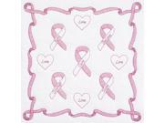 Stamped White Wall Or Lap Quilt 36 X36 Ribbon