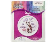 Home Is Where The Cat Is Mini Counted Cross Stitch Kit 2.5 Round 18 Count