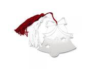 Nickel plated Red and White Tassel Bells Ornament Engravable Christmas Gift