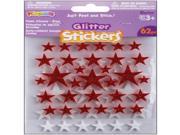 Foam Glitter Stickers 62 Pkg Stars Red White
