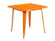 31.5 Square Orange Metal Indoor Outdoor Table