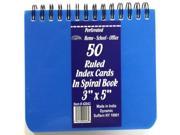 50ct RULED INDEX CARDS IN SPIRAL 3 x5 Case Pack 48