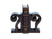 Unique Design Wood Book End Pair In Rich Brown Finish