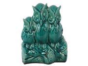 Charming Captivating Triple Ceramic Ow S On A Stump In Turquoise