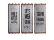 BENZARA IMX A0389145 Unique Maxwell Galvanized Wine Wall Decor Assorted 3