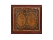 Ancient 17Th Century World Map Wall Art Framed In Solid Wood