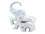 Solid Ceramic Elephant With Babydecor For Modern Look InSilver