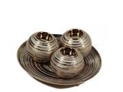 BENZARA ETD EN1999 Sophisticated 3 Piece Candle Holder with Plate