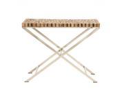 Stunning Wood Teak Stainless Steel Console Table