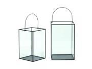 Metal Glass Lantern Set 2 14