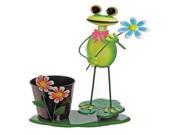 15 Green Frog With Flowers on a Lily Pad Decorative Spring Outdoor Garden Planter