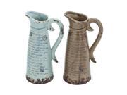 Ceramic Pitcher 2 Asst 8 Inches Width 12 Inches Height