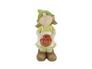 23 Young Girl Gnome Holding a Basket of Mushrooms Spring Outdoor Garden Patio Figure