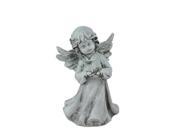 6.5 Heavenly Gardens Distressed Gray Cherub Angel Girl with Flower Outdoor Patio Garden Statue