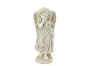 10.25 Heavenly Gardens Distressed Ivory Angel Girl with Floral Crown Outdoor Patio Garden Statue