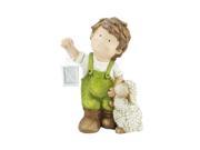 16.5 Young Boy Gnome with Lamb and Lantern Outdoor Garden Patio Figure
