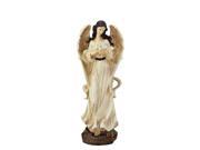 13.5 Heavenly Gardens Peace and Love Distressed Ivory Angel with Dove Outdoor Patio Garden Statue