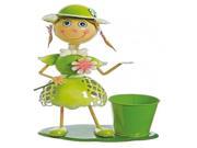 17 Lime Green Girl With Flower Decorative Spring Outdoor Garden Planter